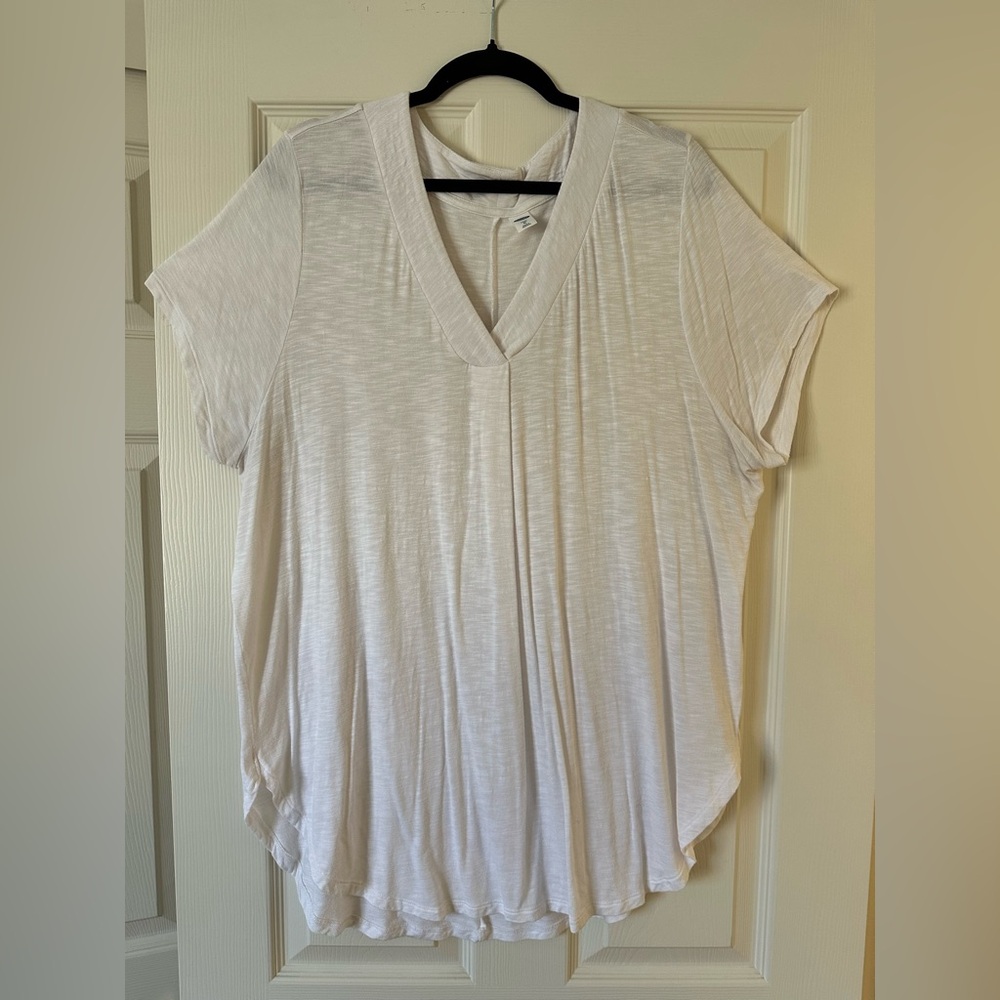 Women's White V-Neck Top
